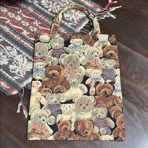 Teddy Bear Tapestry Tote Bag